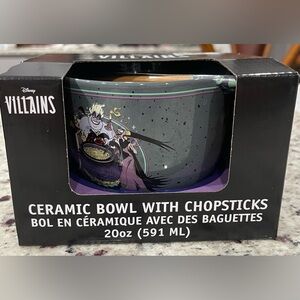 Disney’s Villains Ceramic Bowl w/ chopsticks 20oz Brand New